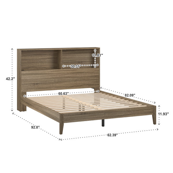 Wade Logan® Malle Queen Bookcase Platform Bed with USBs & Reviews